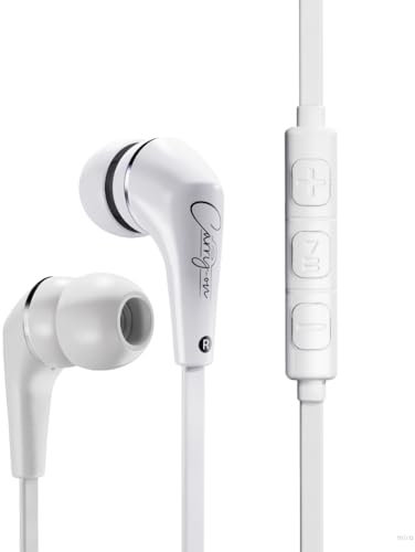 Carry-on Auricolari con filo EB50, cuffie con filo e microfono, jack da 3,5 mm, antigroviglio, custodia da trasporto, per iPad, computer, laptop, tablet, telefono, videogiochi - Bianco