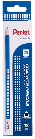 Pentel Lápiz de grafito CB60T, calidad premium y sin plomo, grado 2B (paquete de 12)