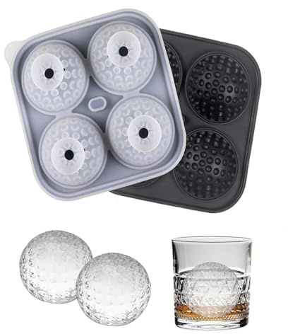 Molde Hielo Redondo Grande con Tapa (Negro), Cubitera de Silicona Sin BPA para Cubitos de Hielo Grandes, Fácil Desmoldeo, para Whisky, Cócteles y Bebidas Frías
