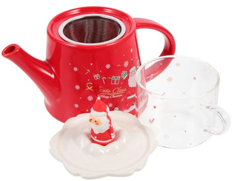LIFKOME Teiera in Ceramica Portatile Set Da Tè Tazza Design Forma Di Cartone Animato Per Articoli Da Tè Per Casa e Feste Di Natale