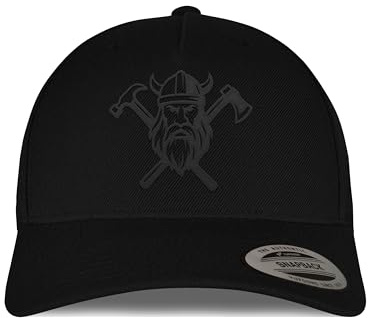 tshirtladen Snapback-Cap mit Wikinger-Stick – Bestickte Cap mit Helm, Axt & Hammer für Handwerker, Bushcrafter, Zimmerer, Viking-Fans und alle mit Stärke im Alltag & Beruf