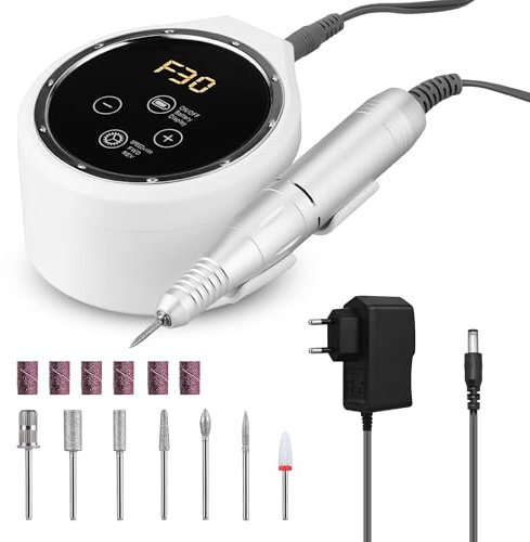 CkeyiN Pro Elektrische Nagelfräser Professionelle 35000RPM,Wiederaufladbare Elektrische Nagelfeile 7 in 1,mit LCD-Display Nagelfräser für Gelnägel Acrylnägel,Maniküre Pediküre Set,für Salon