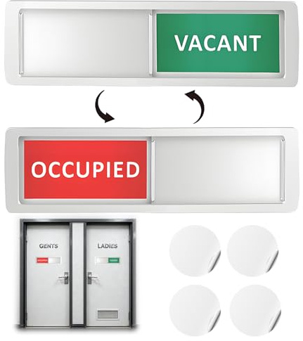 2pcs Sliding Privacy Sign, Vacant Engaged Door Sign Toilet with Strong Magnetic and Double Sided Adhesive Mounting, Suitable for Bathrooms Offices Conference Rooms Restrooms Hotels and Hospitals