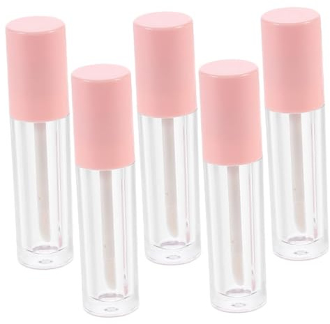 COMPUKAS Leere Lipgloss Flaschen 4ml 5 Stück Abs Kunststoff Lippenkosmetikbehälter Tragbar und Leicht für Reisen und Selbstgemacht mit Familie