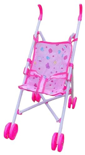 SZLIFE Passeggino per Bambole in Plastica E Tessuto, Carrozzina Interattiva (Bambola Non Inclusa) Pieghevole, Passeggino Giocattolo per Bambine Dotato Di Ruote Lisce a Doppia Fila