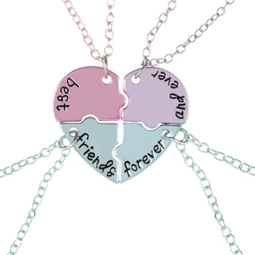 BAHME 4 Collane dell’Amicizia BFF - Collana Amicizia per 4 Regalo per Amica del Cuore Gioielli Amicizia