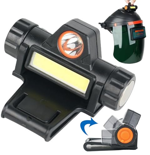 Veesper Lampe de casque de soudage rotative, lampe poche USB étanche magnétique à double éclairage, LED à clipser légère pour casques soudage et casques pompier