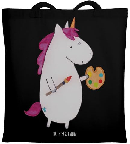 Mr. & Mrs. Panda Shopping Tasche Einhorn Künstler - Geschenk, Welt, Einhörner, Shopper, Farbe, Schultasche, Unicorn, Schultertasche, Tote Bag, Jutebeutel, Pinsel