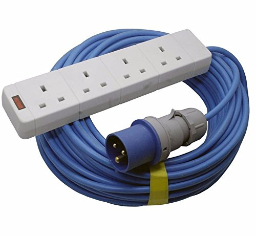 Zexum 6150 16 A Male 4 Gang Camping and Caravan Hook Up Cable, Blue, 25 m