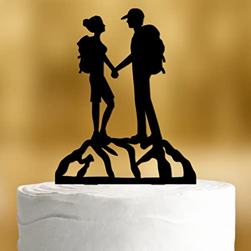 Cake Topper Bergleidenschaft [Brautpaar am Gipfel] - Acryl schwarz Hochzeitstorte deko Kuchendeko Hochzeit Tortendekoration Verlobung Tortenstecker Hochzeit Tortendeko Wedding cake