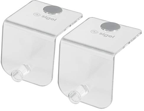 Sigel SB700 magnetische Haken, Acryl transparent, 6x6x6,3 cm, 2 Stück, für Flipchart, als Kleiderhaken oder Taschenhalter