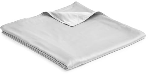 YnM Bamboo Duvet Cover for Weighted Blankets (104 x 152 cm) - Light Grey Print