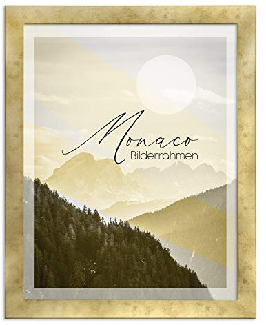 BIRAPA Monaco Bilderrahmen 60x80 cm Gold Antik - Bilderrahmen Metall Optik, Alu Gebürstet Rahmen, Posterrahmen, Wechselrahmen