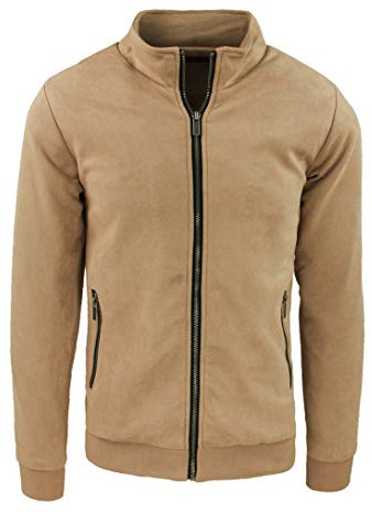 Evoga Giacca Giubbotto Uomo Scamosciato Slim Fit Giubbino Bomber chiodo