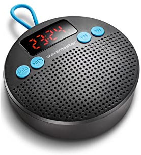 Wavemaster MOBI-3 Bleu - Enceinte Bluetooth Portable Mobile (Champ sonore à 360°) avec Radio, réveil et Fonction Mains Libres, Protection IPX5 Contre Les Projections d'eau – Bleu