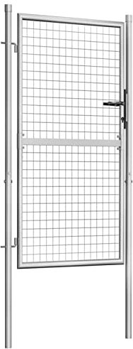 Mogou Gartentor, Gartentür, Zauntor, Garten Tor, Gartenpforte, Gartentüre, Garden Gate, Verzinkter Stahl 105x200 cm Silbern