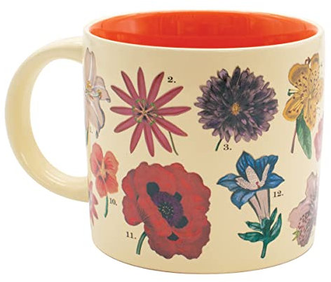 The Unemployed Philosophers Guild Color Changing Heat Transforming Flowers Mug - Add Coffee to Reveal 18 Floral Species, Comes in a Fun Box, 14 oz