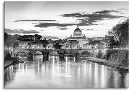 Pixxprint Quadro su vetro in vero vetro, Basilica di San Pietro di Roma, 80 x 60 cm, con sospensione e distanziatore