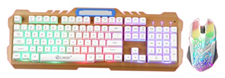 SHOWERORO Backlit Mechanical Keyboard Mouse Rgb Led Ergonomic Design Comfortable Gaming Keyboard White