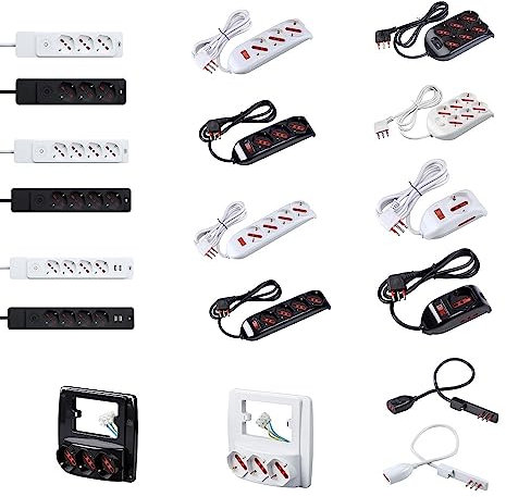 MULTIPRESA DA PARETE SMART 3 POSTI SCHUKO 10/16A 2P+T 220V NERA CIABATTA MURO MARCA ROSI MADE IN ITALY