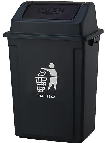 40L Swing Trash Bin Large Plastic Recycling Rubbish Waste Dustbin Home Kitchen Office Indoor Outdoor Rubbish and Waste Bin Waste Trash Black | Grey | Red| Yellow | Green | Blue (40 Litre Black)