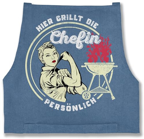 Shirtracer - Schürze - Grillschürze Damen 1 - Hier grillt die Chefin persönlich - Lustiges Grillzubehör Frauen