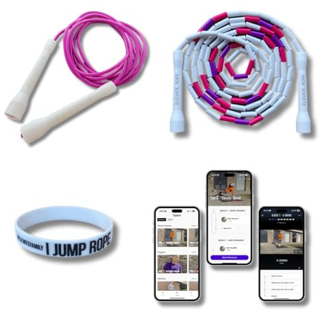 Elevate Rope Springseil Set 2er-Pack, Speed Rope und Perlenseil | Zwei Seile für Tempo und Rhythmus, je 3 m verstellbar, für Erwachsene und Kinder, gratis Trainings-App, Geschenkidee