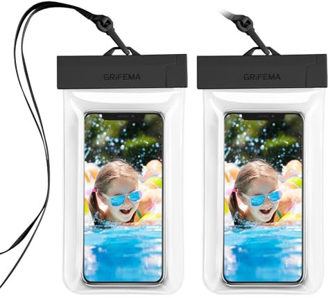 GRIFEMA wasserdichte Handyhülle, 2 Stück, IPX8, Unterwasser Handyhülle für Schwimmen, Wasserfeste Handytasche für iPhone 15 14 13 12 Pro, Samsung, Xiaomi