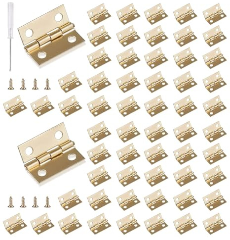 Roosea 60 Stück Scharniere Klappbar Klein, Mini Scharniere Klein 18 * 15 mm, Mini Schrank Scharnier mit 200 Schrauben, 1 Schraubendreher für Schmuck Holzkiste Basteln