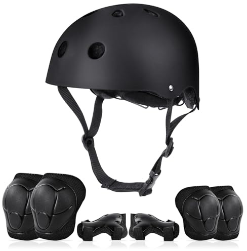 Flintronic cykelhjälm och knäskydd barn 7-i-1-set, cykelhjälm för barn, justerbart skyddset barn för cykel, skateboard, skoter, skridskoåkning, BMX för 2–13 år