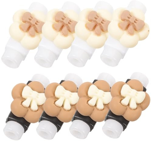 Hohopeti 8pcs Cute Cartoon Data Cable Protectors Charging Cord Saver Set Beige and Brown Flower Design Sturdy Cable Sleeve for Phone and Earphone Household Protection