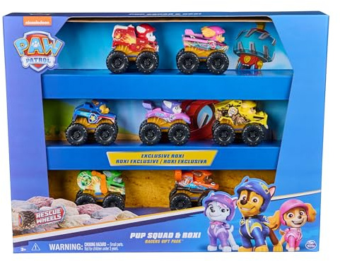 Paw Patrol Patrulla Canina - Pack 7 Coches Pup Squad Racers: Chase, Marshall, Skye, Rubble, Rocky, Zuma y Roxi - Patrulla Canina Juguetes - Regalo Niño 3 años + - Juguetes Niños 3 años