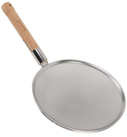 Espumador de Cuchara con Mango de Filtro, Mango Grande de Acero para Fideos, Mango Grande de Acero y Madera, Colador Grande para Ensalada, Espumaderas (30 cm/11,8 pulgadas de