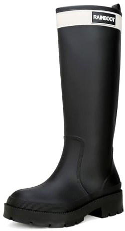 Yenxapei Gummistiefel Damen, Hoch Regenstiefel Langschaft Boots Wasserdicht Rutschfest Gummischuhe, Halbhoch Gummistiefeletten Bequem Langlebig Stiefel, Schwarz, 39