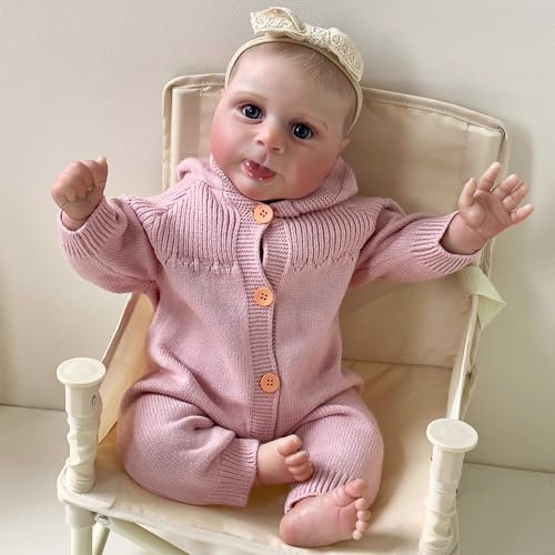 YIHANGG 19Zoll Reborn Baby Puppe Neugeborenes Körper aus Stoff 49cm Lebensecht Kleinkind Puppe Baby Größe 3D Haut Sichtbare Adern Sammlerstück Kunstpuppe Geburtstag Weihnachten Geschenke