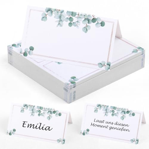 FINEASY 50 Pièces Cartes de Table Mariage, 9 x 5cm Marque Place Mariage, Porte Nom Table, Étiquettes de Noms Mariage, Marque Place Bapteme pour Mariage, Anniversaire, Communion et Célébrations