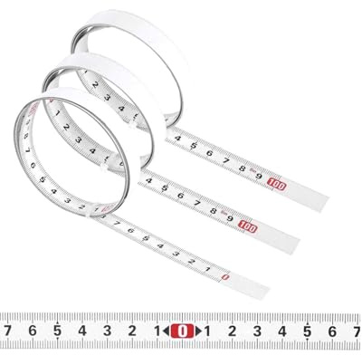 KGDUYC 3 pcs ruban à mesurer métallique autocollant, ruban à mesurer métrique autocollant, 1M de gauche à droite, 1M de droite à gauche, 1M au centre des deux côtés, banc de mesure