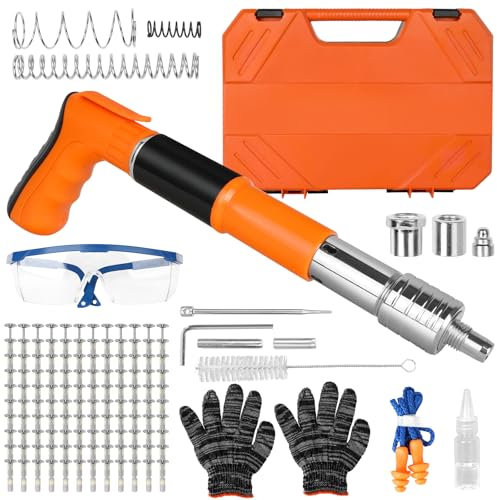 Manuelle Nagelpistole mit 120 Runden Nägeln, Nagelpistole für Stahl & Beton, runde Nägel für Wandbefestigung Nietzange Nägel Reparaturwerkzeug Wandmontagewerkzeug für Beton Decke Kabel