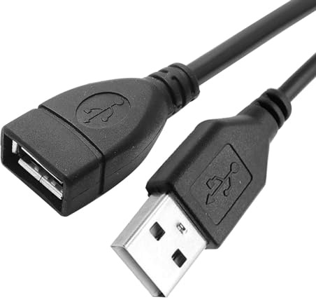 Cable de extensión USB largo - Cable de extensión USB 2.0 macho-hembra | Cable de extensión USB negro compatible con webcam, cámara, teléfono, teclado, impresora