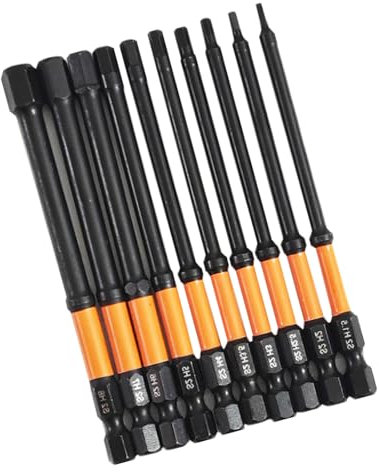 10Pcs Impacts Hexagon Head Allen Wrenches Drill Bit Set 1/4inch Impacts Hexagon Shank Steel Hexagon Bit Set Allen Key Screwdriver Bit
