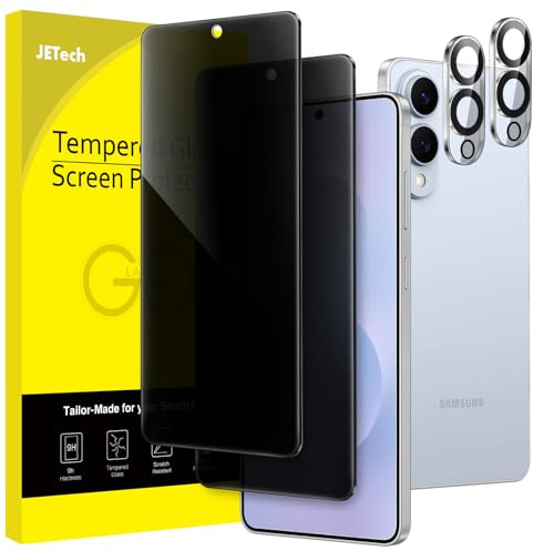 JETech Verre Trempé Anti-Espion pour Samsung Galaxy S25 Edge, Lot de 2+2 | Protection Caméra, 9H Protection D'écran, Compatible Empreinte Digitale ID