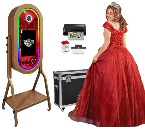 Photomaton miroir magique avec imprimante, appareil photo reflex numérique à écran tactile de 54,6 cm pour selfie, fête, événement, mariage