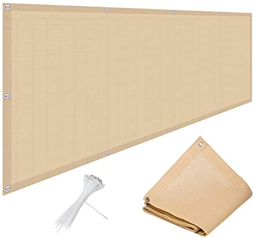 Frangivista Balcone per Protezione, Copertura per Recinzione per Muro da Cortile Esterno in HDPE Antivento con Protezione UV, Rete ombreggiante con Occhielli e Fascette