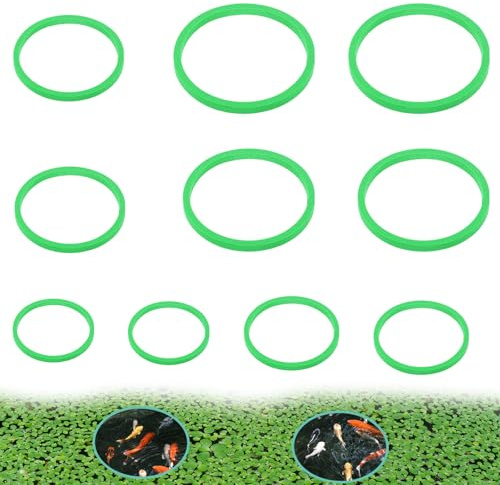 Lot de 10 anneaux d'alimentation pour poissons - 5 tailles d'aquarium - Anneau flottant en mousse - Anneau d'alimentation rond pour plantes flottantes