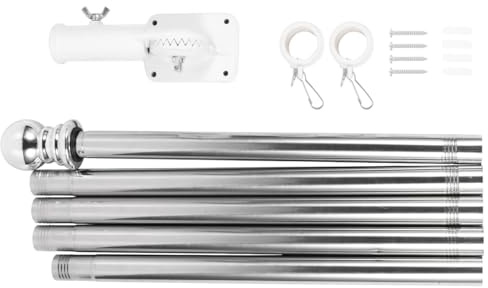 VICASKY 1Set Wall Mounted Rotating Flagpole Kit with Base and Bracket Flag Stand for Use Weather Resistant Smooth Fluttering Flag Display