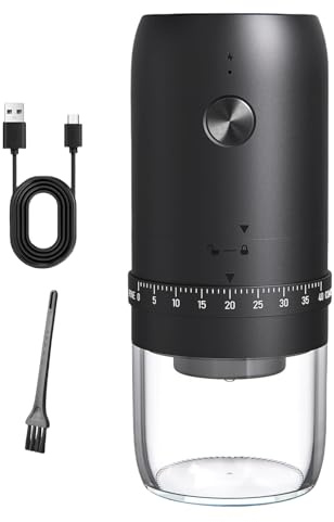 Molinillo de café eléctrico pequeño molinillo recargable para oficina, adecuado para viajes, camping, recargable