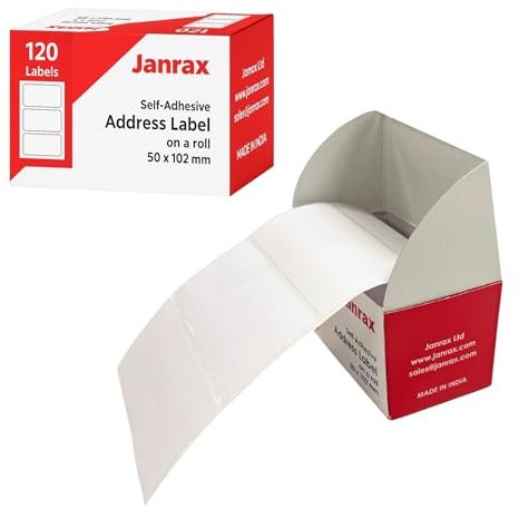 Rulle med 120 självhäftande adressetiketter 50 x 102 mm