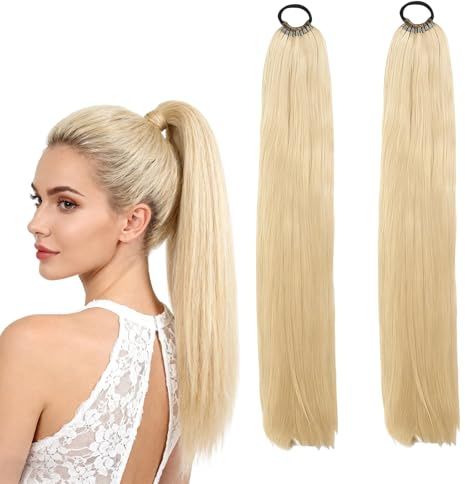 2 Stück Haarteil Ponytail Extension, Zopf Extension 70 Cm Pferdeschwanz Haarteil, Haarverlängerung Zopf Für Damen Und Mädchen, Ideal Für Täglichen Gebrauch Und Besondere Anlässe