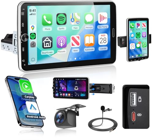 【4+64G】Hodozzy Android 15 Autoradio 1 Din con Rimovibile Schermo da 7 Pollici con Wireless Carplay Android Auto, Autoradio Bluetooth 5.0 con DSP RDS FM WIFI GPS EQ+Telecamera Posteriore