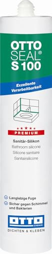 OTTO-SEAL S100 silicone sanitario, 300 ml, grigio 15, sigillante siliconico premium 1K, per bagno, cucina, parete e pavimento, resistente ai raggi UV e alle intemperie